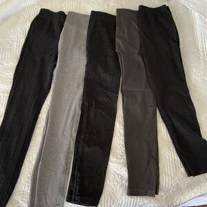 Five-Pair footless tights Bundle in Black & Grays